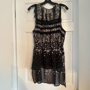 BCBG high low tank. Black white purple and green.